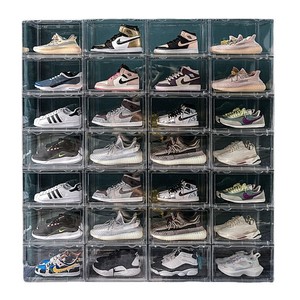 Estante de Almacenamiento Transparente de PET, Plegable y Apilable, con Compartimentos para Zapatos de Baloncesto <span class=keywords><strong>AJ</strong></span>, Muñecas y Bloques de Construcción, Disponible en Stock - Product Image 5