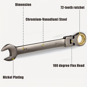 Private Label Flex Head Ratchet Wrench Cr-V Black Nickel Plating Ratcheting <strong>Spanner</strong> for Auto Repair - Product Image 3