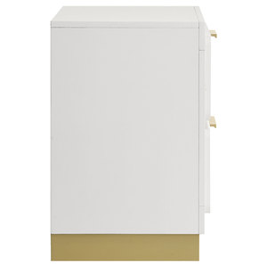 Sophia <b>White</b> 2-drawer Nightstand Modern <b>Bedside</b> Storage <b>Cabinet</b> with Gold Accents for Bedroom - Product Image 5
