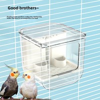 Boîte à nourriture pour oiseaux, mangeoire automatique pour perroquets, plateau en plastique anti-éclaboussures, séparation des aliments, pour cage à oiseaux, salle de bain XC-08