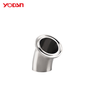 Raccords à trois colliers YODSN en acier inoxydable 316L poli de qualité alimentaire, coudes soudables à 45 degrés pour raccordement de pipeline