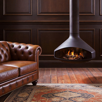 Cheminée suspendue moderne en bois noir mat pour intérieur, avec rotation à 360 degrés, pour brûler du bois, décoration intérieure