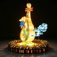Lanternes d'inspiration instrumentale de lute, lumières décoratives d'art traditionnel pour les places culturelles, sites touristiques et sites de visites nocturnes