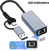 Adaptateur réseau Ethernet LAN Gigabit 1000 Mbps RJ45 USB A et USB C 2 en 1 pour Windows, Mac, MacBook Pro, iPad Pro