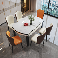 Table à manger carrée moderne en roche, pour petit appartement, design télescopique réglable, 6 places, table à manger de luxe écologique