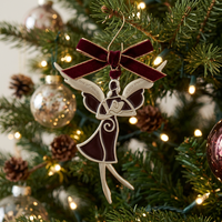 Ornement d'arbre de Noël personnalisé en forme d'ange, cadre en alliage avec creux remplis de vernis transparent coloré pour les magasins de souvenirs de Noël