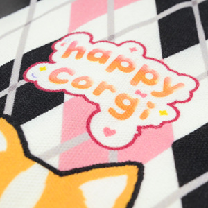 Sac fourre-tout en toile personnalisé Happy Corgi Argyle avec imprimé chien, cadeau pour les amoureux des Corgi, sac d'épicerie réutilisable - Product Image 3