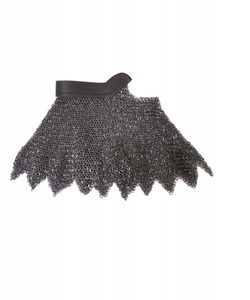 Aventail en maille de chaîne avec anneaux ronds rivetés en acier durable, finition naturelle en cuir riveté, protection de cou en maille d'acier - Product Image 1