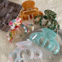 Pince à cheveux en acétate de poulpe français en gros, barrette motif marbre confettis écaille de tortue, pinces de luxe pour femmes
