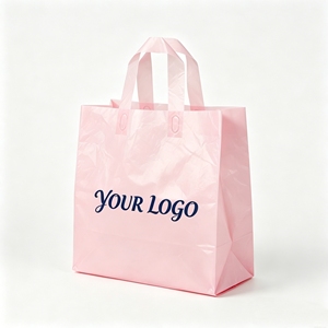 High Quality Custom Logo Moisture Proof To-go Personalized Pink HDPE Shopping Bag with Handle - Product Image 1