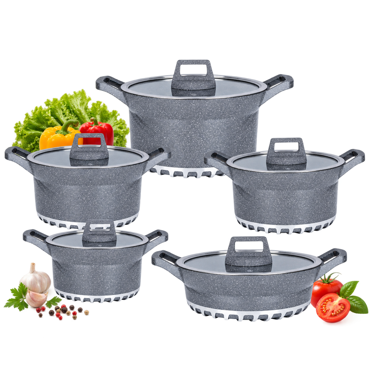 High Quality Kitchen Supplies10pcs Cookware Set Kitchen Aluminum Pot Set Non Stick Cookware Sets