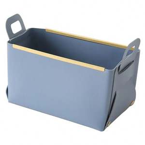 Bolsa de Cosméticos Plegable con Ribete Dorado, Organizador de Artículos de Aseo de Viaje de Cuero PU, Organizador de Escritorio, Joyería, Llaves y Accesorios, Caja de Almacenamiento - Product Image 4