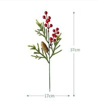 Aiguilles de pomme de pin de fruits rouges de Noël Branches de pin artificielles pour ornements de fleurs de décoration de Noël