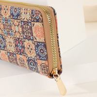Dompet Gabus Grosir untuk Wanita Motif Bunga Vintage Ramah Lingkungan Tipis Panjang dengan Ritsleting Portabel