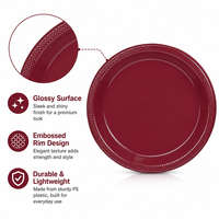Vaisselle incassable, assiettes rondes en plastique PS de couleur unie pour les fêtes et les banquets