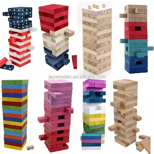 Timber Tower Classic Wooden Block Stacking Game DIY Educational Toy For Building For 5 To 7 Year Olds Made Of Durable Wood