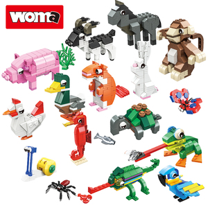 WOMA ของเล่น2022เด็ก Diy ส่วนบุคคลราคาถูกม้าขนาดเล็กกระต่ายหมูสัตว์ภาพวาดพลาสติกอาคารบล็อกชุดเด็กของขวัญวัน - Product Image 1