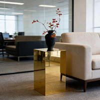 Table basse pliante minimaliste en acrylique Golden Mirror avec couleur et taille personnalisables pour salon, canapé, bureau à domicile, table d'appoint