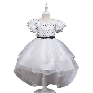 Children's White Tulle Flower Girl Dress O-Neck A-Line Tutu Skirt Princess Dress For Wedding Performance - Product Image 5