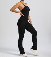 Combinaison de sport pour femme, coupe ajustée, couleur unie, sans manches, respirante, une pièce, ensemble de yoga, vêtements de sport pour femme, vêtements d'entraînement