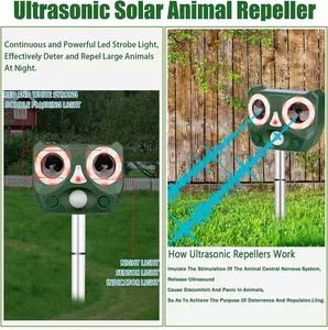Répulsif à ultrasons solaire personnalisé étanche pour l'extérieur, répulsif pour animaux et oiseaux, répulsif pour souris, usine, ferme, jardin, ultrasons