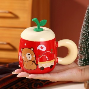 Tazza in Ceramica Creativa ed Ecologica con Motivi Animali, Regalo di Natale o Compleanno per Ragazze, con Coperchio e Manico, Ideale per <span class=keywords><strong>Caffè</strong></span> - Product Image 5