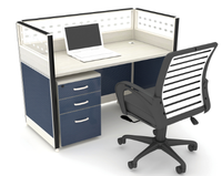 Poste de travail modulaire commercial pour 2 personnes, face à face, avec tiroirs de rangement intégrés pour projets de bureaux ouverts