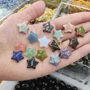 20MM Natural Ornament Crafts Healing Semi Precious Stones Small Gems Gemstones And Crystals Jewelry Ball Pentagram Mini Star