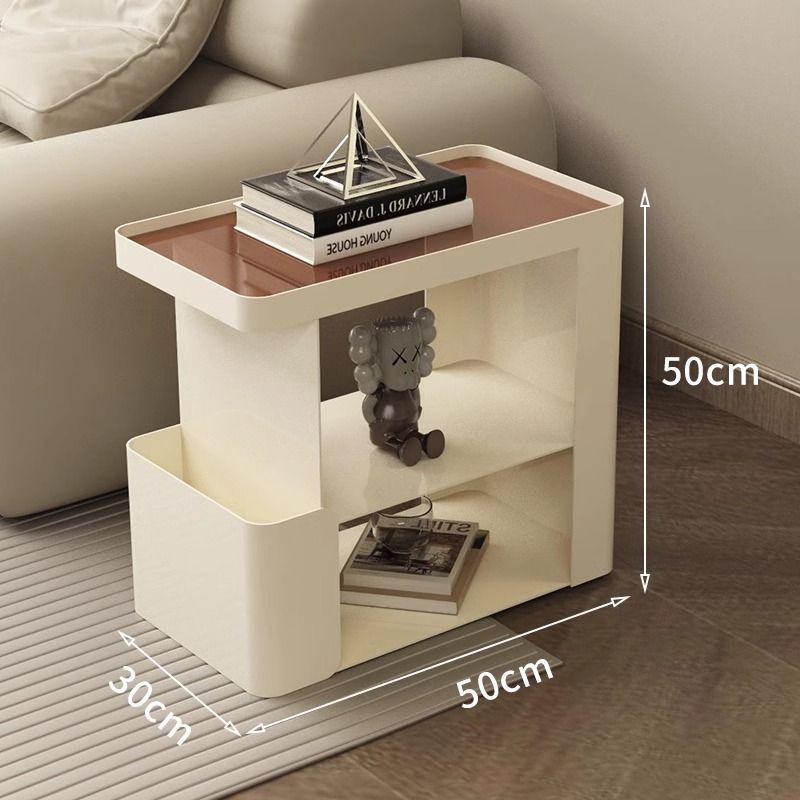 Table en verre marron à roulettes universelles blanc lait 503055