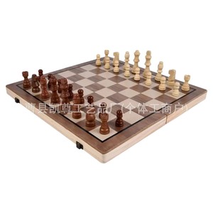 Caja de almacenamiento magnética para ajedrez de madera maciza, tablero de ajedrez infantil de madera plegable y portátil, juego de ajedrez con doble reina. - Product Image 5