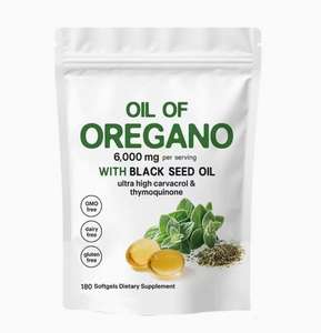 Snelle OEM GMP fabriek aangepaste verpakking 180 capsules premium oregano-olie supplementen met 6000mg zwarte komijnolie oregano capsules - Product Image 1