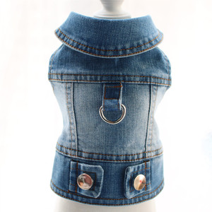 Abbigliamento per Cani Corgi Bichon Stile Cowboy con Fibbia per Guinzaglio, Gilet per Teddy e Poodle, Outfit per Primavera Estate Autunno Inverno in Denim - Product Image 1