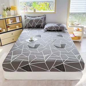 Drap de lit en polyester à motifs géométriques modernes 3PCS Drap-housse en microfibre Queen King Size disponible - Product Image 5