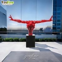 YOUFINE Nouvelle sculpture de statue de plongeur en acier inoxydable poli miroir pour la décoration de piscine