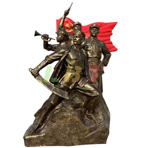 Escultura de Soldado Rojo de Imitación de Bronce en Fibra de Vidrio Libit, Figura Hecha a Mano para Montar en el Suelo Exterior - Product Image 5