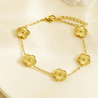 Nuevo diseño de metal ciruela láser cinco hojas flor planta pulsera Acero inoxidable impermeable alta calidad trébol de mujer