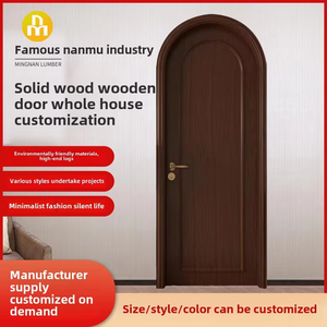 Venta caliente francés moderno arco Villa dormitorio diseño <span class=keywords><strong>puerta</strong></span> de madera maciza - Product Image 5