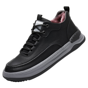 Men Retro Cow Leather Sneakers Round <b>Toe</b> Plush Lining Rubber Outsole Anti-Slippery Low Heel Walking - Product Image 5