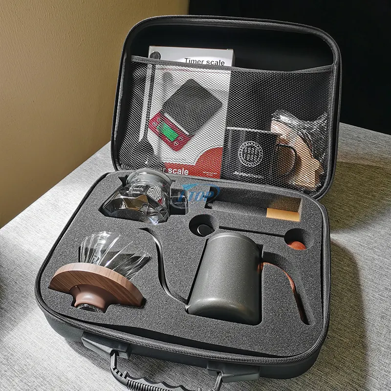 Em estoque 9-em-1 kit de café conjunto de café portátil café acessórios pack com bagagem com zíper portátil