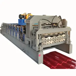 Machine de formage de rouleaux de toitures en tôle métallique double couche Machine de fabrication de profilage de rouleaux ondulés