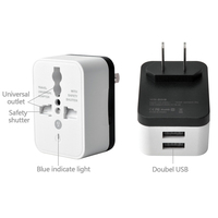 Prise de Conversion universelle vers américaine avec Double Charge d'alimentation USB 5V1A pour adaptateur de prise d'extension multifonction de voyage pour téléphone portable