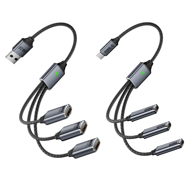 Multi-Function USB Hub Cable Type-C to 3-USB-A Enables Charging File Transfers and OTG Connections Across All Your Devices
