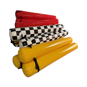 Parcours d'obstacles gonflable publicitaire en PVC rouge et jaune à carreaux, pour usage commercial, équipement sportif extérieur, adapté à tous les âges - Product Image 1