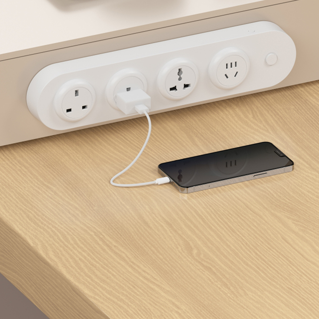High Quality 16A 250V Power Strip Rail Socket UK/EU Standard Aluminium Smart Track Wall Socket with Hidden Switch for Office Use