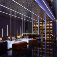 Conception d'intérieur personnalisée pour salle de billard avec table de billard et comptoir de réception, solution complète pour l'aménagement d'une salle de club