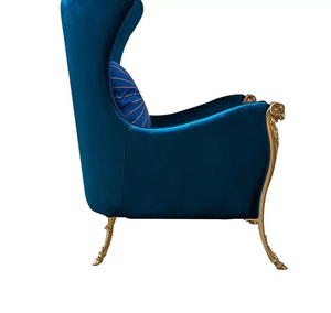 Silla de ocio dorada para sala de estar de gama alta, silla decorativa de acero inoxidable de lujo, sillón de terciopelo para Home Hotel - Product Image 6