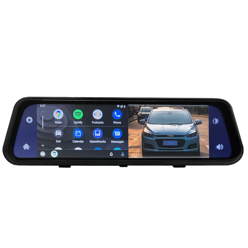 Dash Cam Carplay Android Auto, kaca spion 2k 2560*1440P rekaman Video WIFI rekaman Loop aplikasi ponsel DVR mobil