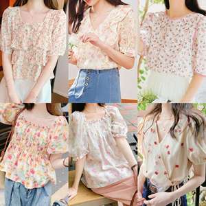 Nuova Camicetta Estiva 2026 da Donna in Chiffon Stile Coreano con Motivo Floreale, a Maniche Corte, Tessuta, Traspirante, Semplice, Casual, di Tendenza, un Successo! - Product Image 3