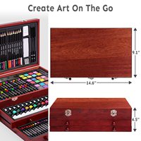 175 pièces ensemble d'art de luxe avec peintures acryliques Crayons crayons de couleur ensemble de peinture coffret en bois Kit d'art professionnel Micro Art Studio