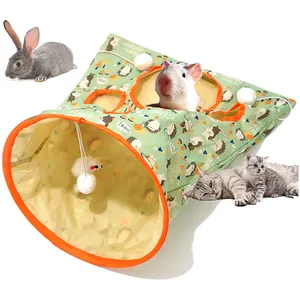 New Collapsible Cat Tunnel Bags Interactive Pet Play Toy with Plush Ball Encourages Self-Play and Interaction